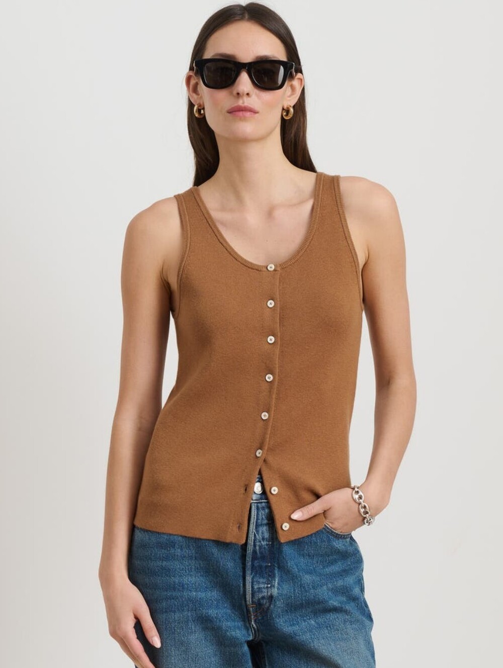Alex Mill Louisa Cotton & Cashmere Vest In Brown Size XS